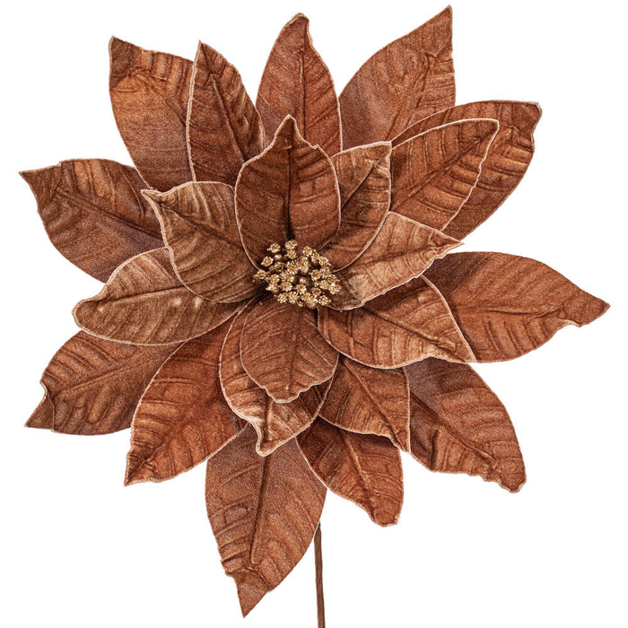 21.5"Hx18"W Artificial Poinsettia Flower Stem -Mocha (Pack of 6) - RG233176
