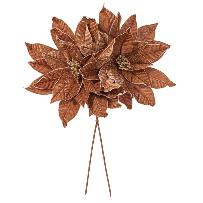 21.5"Hx18"W Artificial Poinsettia Flower Stem -Mocha (Pack of 6) - RG233176