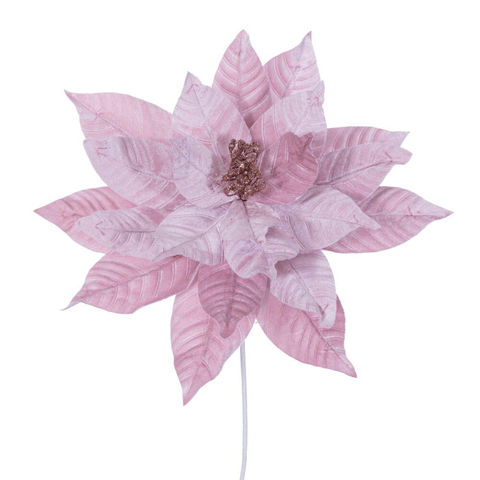21.5"Hx18"W Artificial Poinsettia Flower Stem -Pink (Pack of 6) - RG233179