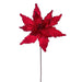 21.5"x12" Glittered Artificial Poinsettia Flower Stem -Red (Pack of 12) - RG234903