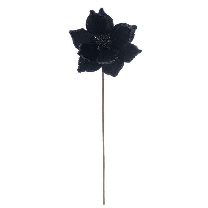 21.5"x10" Glittered Artificial Poinsettia Flower Stem -Black (Pack of 12) - RG235917
