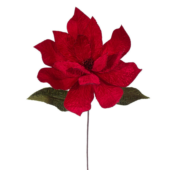 27.5"x24" Artificial Poinsettia Flower Stem -Red (Pack of 6) - RG237703