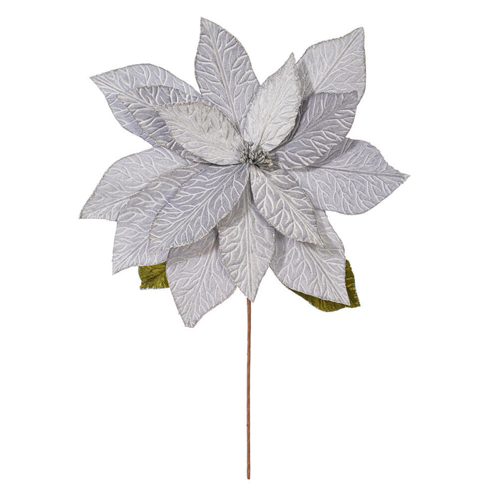 27.5"x24" Artificial Poinsettia Flower Stem -Silver (Pack of 6) - RG237707