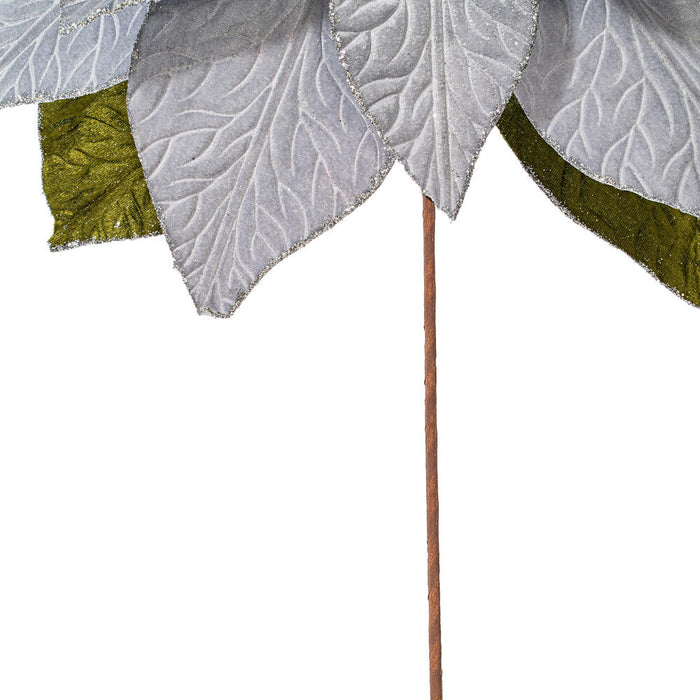 27.5"x24" Artificial Poinsettia Flower Stem -Silver (Pack of 6) - RG237707