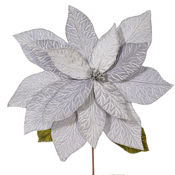 27.5"x24" Artificial Poinsettia Flower Stem -Silver (Pack of 6) - RG237707