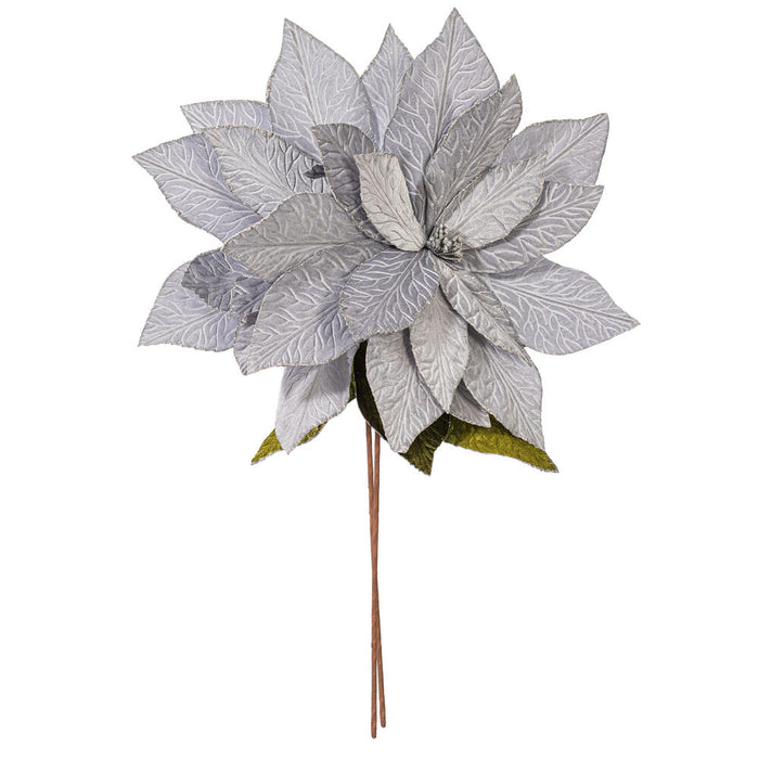 27.5"x24" Artificial Poinsettia Flower Stem -Silver (Pack of 6) - RG237707