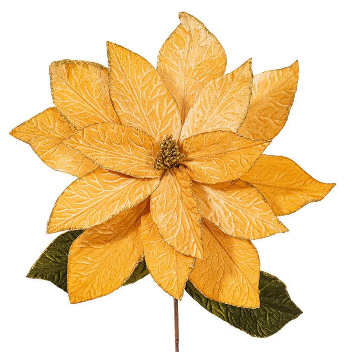 27.5"x24" Artificial Poinsettia Flower Stem -Gold (Pack of 6) - RG237708