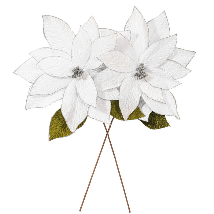 27.5"x24" Artificial Poinsettia Flower Stem -White (Pack of 6) - RG237711