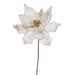 20"x10" Glittered Velvet Striped Artificial Poinsettia Flower Stem -Cream (Pack of 12) - RG240701