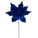 20"x10" Glittered Velvet Striped Artificial Poinsettia Flower Stem -Blue (Pack of 12) - RG240702