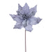 20"x10" Glittered Velvet Striped Artificial Poinsettia Flower Stem -Silver (Pack of 12) - RG240707