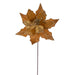 20"x10" Glittered Velvet Striped Artificial Poinsettia Flower Stem -Gold (Pack of 12) - RG240708
