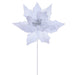 20"x10" Glittered Velvet Striped Artificial Poinsettia Flower Stem -White (Pack of 12) - RG240711