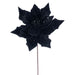 20"x10" Glittered Velvet Striped Artificial Poinsettia Flower Stem -Black (Pack of 12) - RG240717