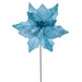 20"x10" Glittered Velvet Striped Artificial Poinsettia Flower Stem -Baby Blue (Pack of 12) - RG240732
