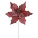 20"x10" Glittered Velvet Striped Artificial Poinsettia Flower Stem -Rose Gold (Pack of 12) - RG240758