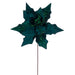 20"x10" Glittered Velvet Striped Artificial Poinsettia Flower Stem -Midnight Green (Pack of 12) - RG240774