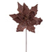 20"x10" Glittered Velvet Striped Artificial Poinsettia Flower Stem -Mocha (Pack of 12) - RG240776