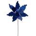 20"x11.5" Sugar & Beaded Velvet Artificial Poinsettia Flower Stem -Blue (Pack of 12) - RG240902