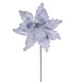 20"x11.5" Sugar & Beaded Velvet Artificial Poinsettia Flower Stem -Silver (Pack of 12) - RG240907