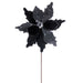 20"x11.5" Sugar & Beaded Velvet Artificial Poinsettia Flower Stem -Black (Pack of 12) - RG240917