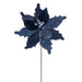 20"x11.5" Sugar & Beaded Velvet Artificial Poinsettia Flower Stem -Midnight Blue (Pack of 12) - RG240931