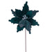 20"x11.5" Sugar & Beaded Velvet Artificial Poinsettia Flower Stem -Midnight Green (Pack of 12) - RG240974