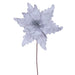 20"x13" Glittered Velvet Artificial Poinsettia Flower Stem -Silver (Pack of 12) - RG241507