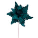 20"x13" Glittered Velvet Artificial Poinsettia Flower Stem -Midnight Green (Pack of 12) - RG241574