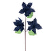 26"x6" Glittered Velvet Artificial Razor Poinsettia Flower Stem -Midnight Blue (Pack of 12) - RG241731