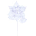 20"x12" Glittered Classic Velvet Artificial Poinsettia Flower Stem -White (Pack of 12) - RG242111