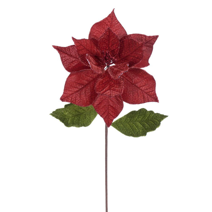 20"x12" Glittered Classic Velvet Artificial Poinsettia Flower Stem -Burnish Orange (Pack of 12) - RG242118
