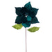 20"x12" Glittered Classic Velvet Artificial Poinsettia Flower Stem -Midnight Green (Pack of 12) - RG242174