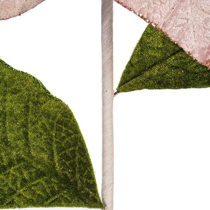 20"x12" Glittered Classic Velvet Artificial Poinsettia Flower Stem -Pink (Pack of 12) - RG242179