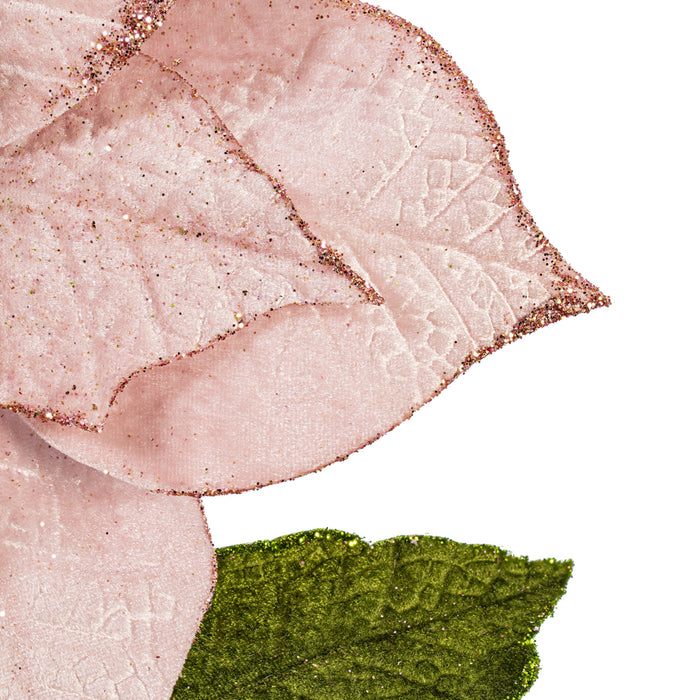20"x12" Glittered Classic Velvet Artificial Poinsettia Flower Stem -Pink (Pack of 12) - RG242179