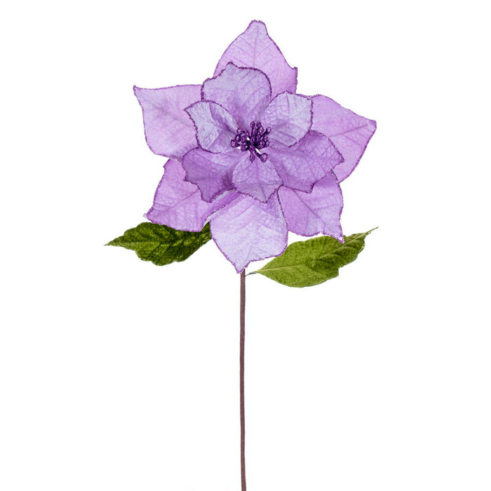 20"x12" Glittered Classic Velvet Artificial Poinsettia Flower Stem -Lavender (Pack of 12) - RG242186