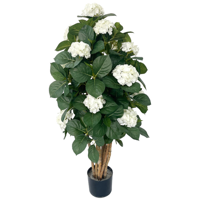 3'11" Flowering Silk Hyrangea Plant w/Pot -White - SAFB177TLW