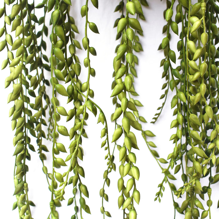string of pearls artificial plant hanging basket 25" Outdoor UV-Proof Artificial String Of Pearls Succulent Plant — Silks Are Forever