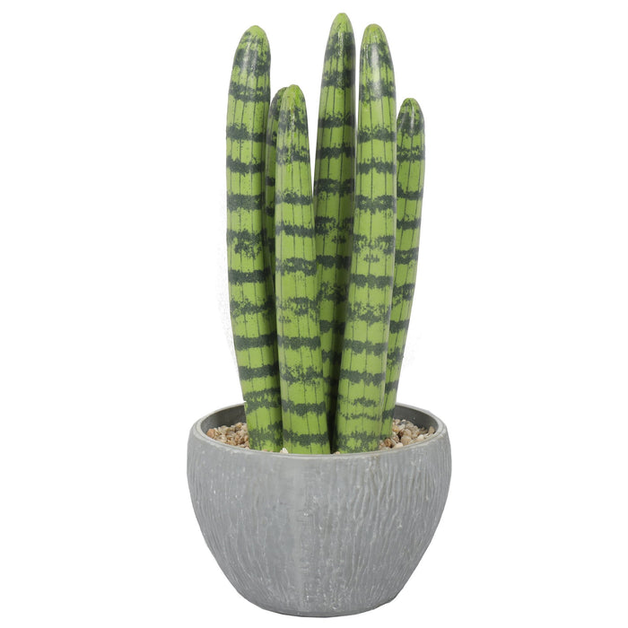 36 in. Green Yellow Sansevieria Artificial Snake Plant in Grey Pot