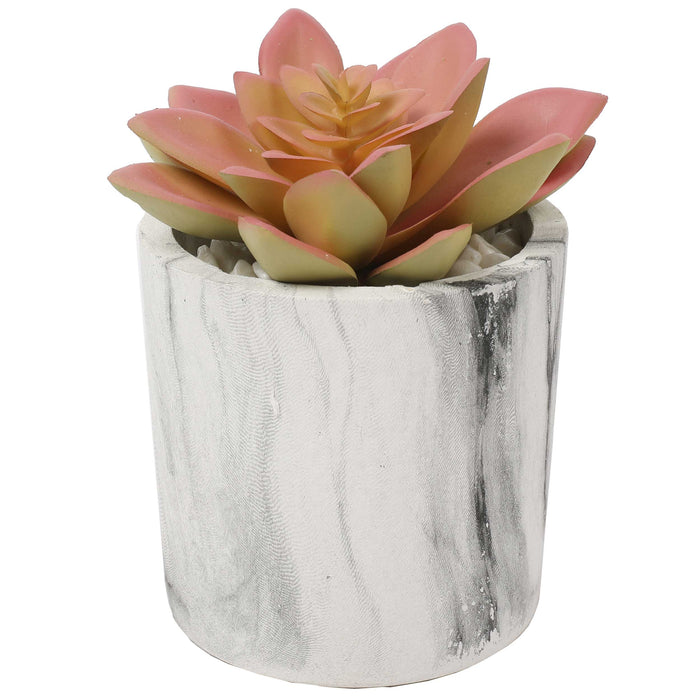 marble succulent pots 4.75" Set Of Assorted Succulent Artificial Plants w/Fake Marble Pots — Silks Are Forever