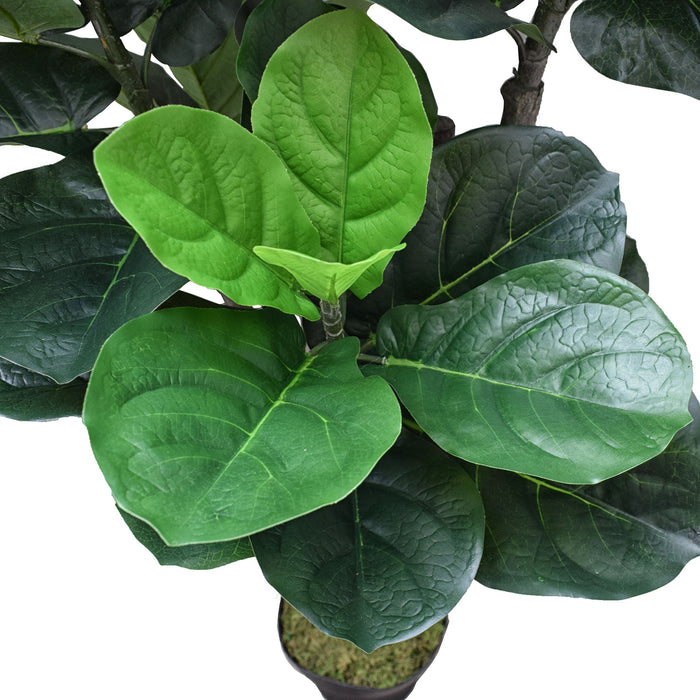 5'10" Real Touch Fiddle Leaf Fig Silk Tree w/Pot -77 Leaves -Green - SAFDYL3088