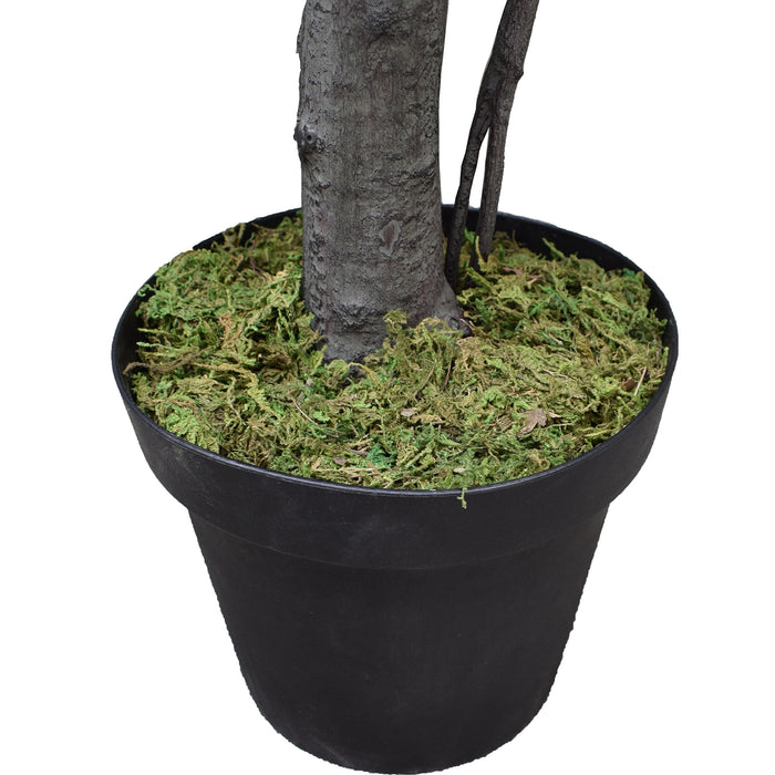 5'10" Real Touch Fiddle Leaf Fig Silk Tree w/Pot -77 Leaves -Green - SAFDYL3088