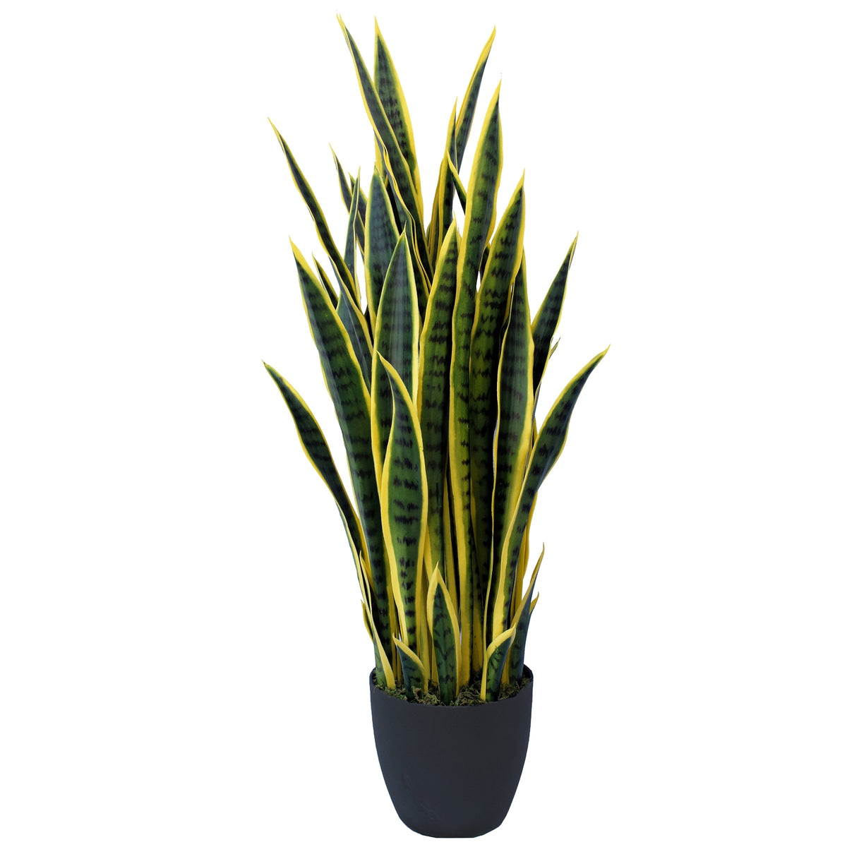 36 in. Green Yellow Sansevieria Artificial Snake Plant in Grey Pot