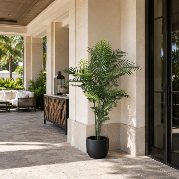 5' Outdoor UV-Resistant Artificial Areca Palm Tree w/Pot -2 Tone Green - T160860