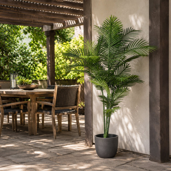 5' Outdoor UV-Resistant Artificial Areca Palm Tree w/Pot -2 Tone Green - T160860