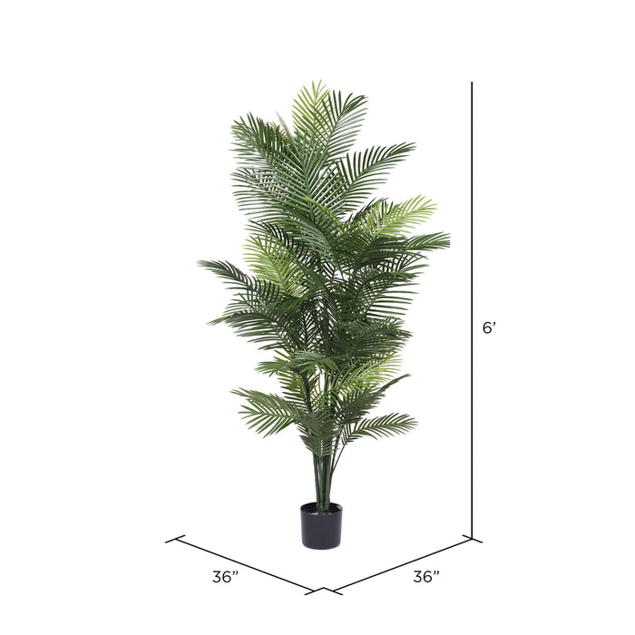 6' Outdoor UV-Resistant Artificial Areca Palm Tree w/Pot -2 Tone Green - T160872