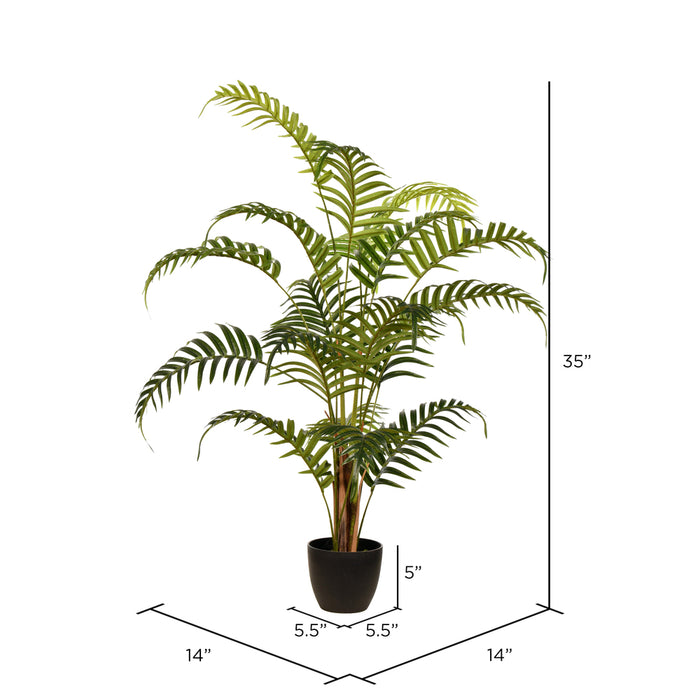 2'11" Real Touch Fern Palm Silk Tree w/Plastic Pot -Green - TA193535