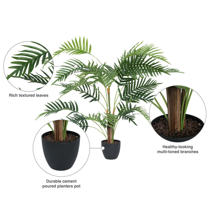 2'11" Real Touch Fern Palm Silk Tree w/Plastic Pot -Green - TA193535
