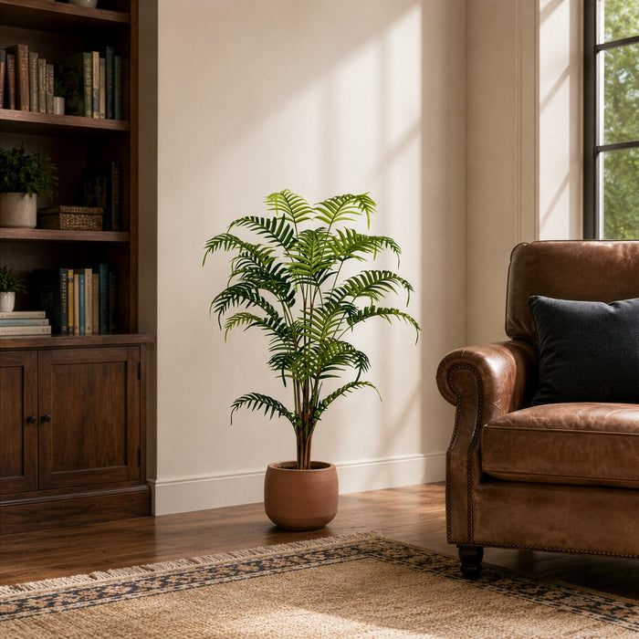 3'11" Real Touch Areca Palm Silk Tree w/Plastic Pot -Green - TA193547