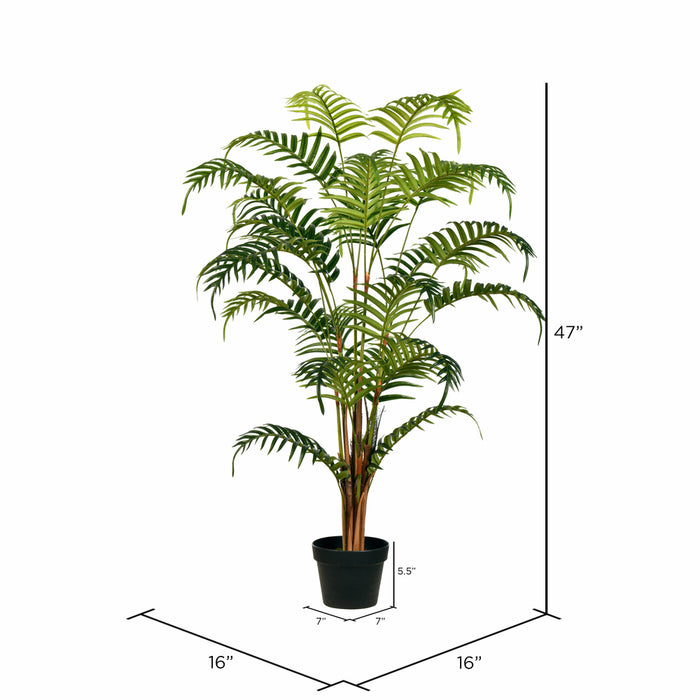 3'11" Real Touch Fern Palm Silk Tree w/Plastic Pot -Green - TA193547